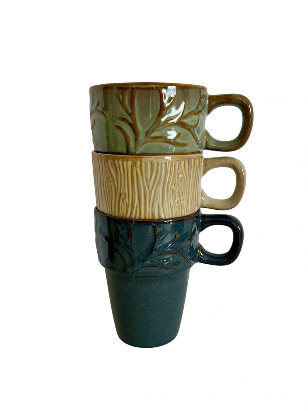 MercAsia Stackable Mugs Set of 3 Ceramic Stoneware Nesting Cups 16oz